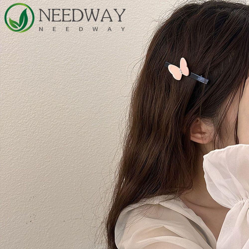 Needway   Klip Rambut Kupu-Kupu Lucu Indah Temperamen Untuk Gadis Aksesoris Rambut Y2k Poni Klip Hadiah BB Klip Duckbill Clip