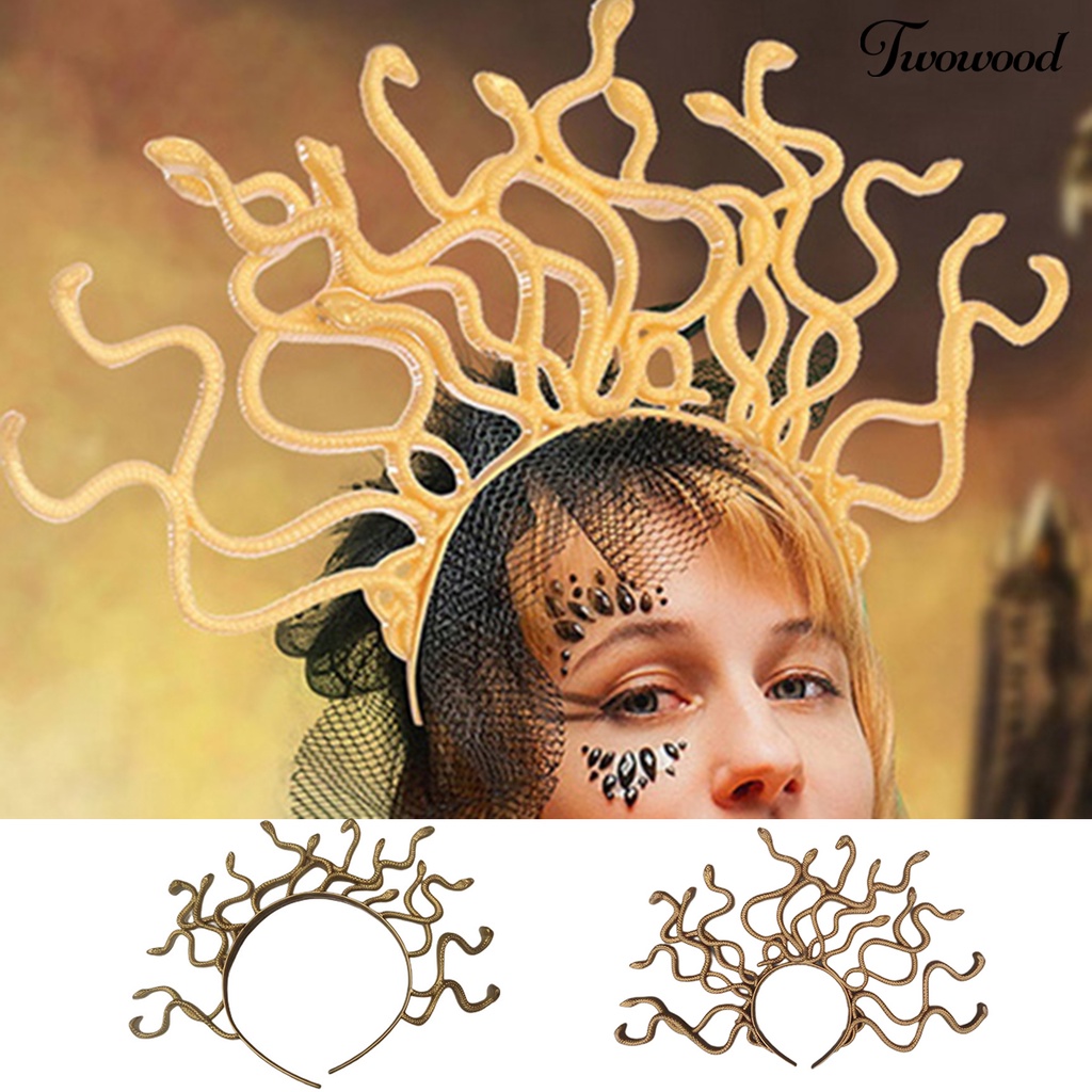 Twowood Lucu Hidup Elastis Film Bando Halloween Queen Cosplay Ular Rambut Hoop Festival Props