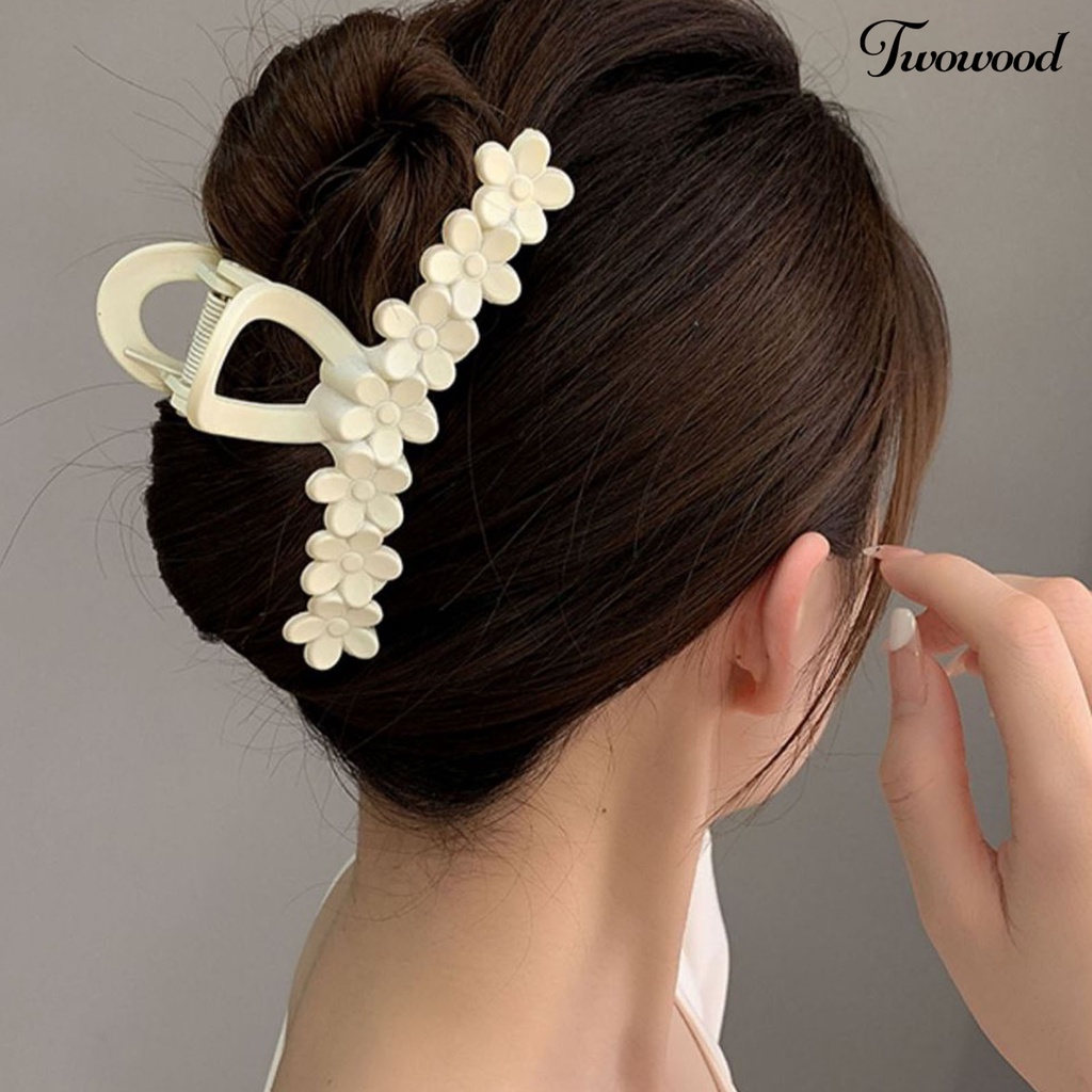 Twowood Wanita Cakar Rambut Warna Solid Anti-slip Bunga Dekorasi Cross Gigi Kokoh Hiasan Rambut Hair Fixing Elastis Spring Hair Gripper