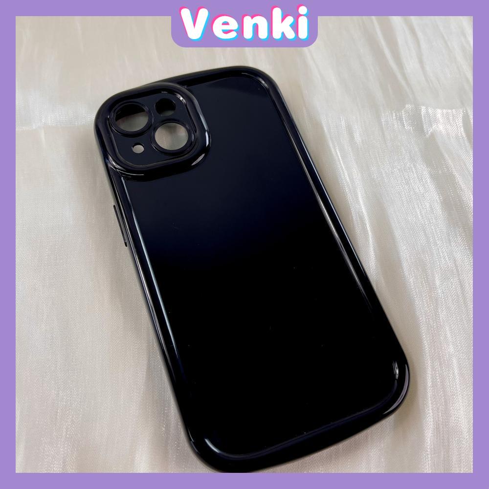 VENKI - Untuk iPhone 14 Pro Max iPhone Case Gloss Cream Warna Sedang Lucu Airbag Shockproof Case Perlindungan Kamera Pink Putih Hitam Kompatibel dengan iPhone 13 Pro max 12 Pro Max 11