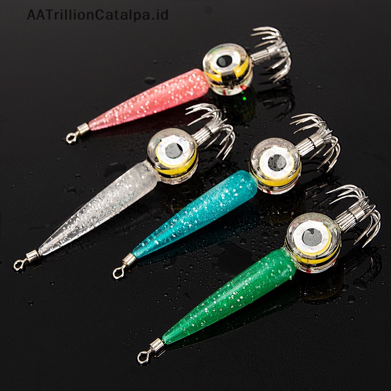 Aatrillioncatalpa LED Umpan Pancing Squid Jig Hook Udang Gurita Memancing Luminous Bait ID