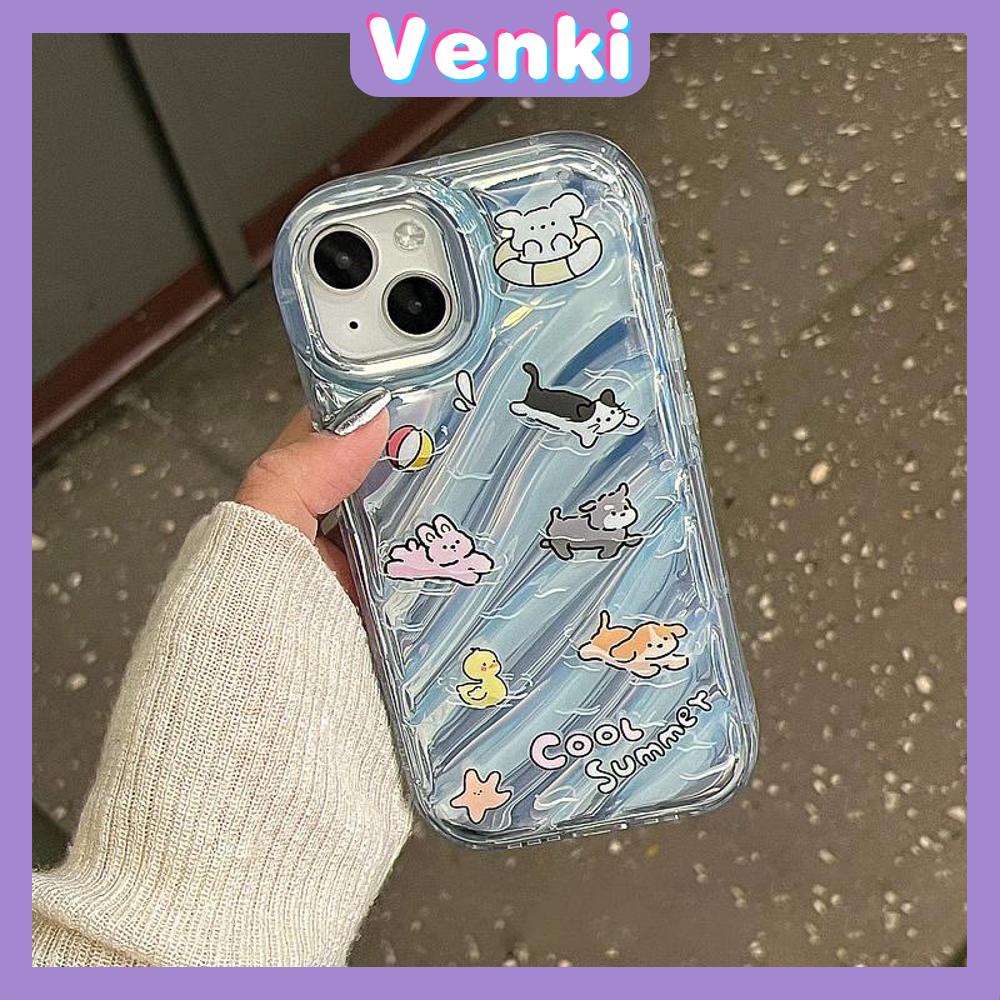 VENKI - Untuk iPhone 11 iPhone Case Laser Reflektif Bening Phone Case TPU Soft Shockproof Airbag Phone Case Hewan Kartun Lucu Kompatibel dengan iPhone 14 13 Pro max 12 Pro Max XR