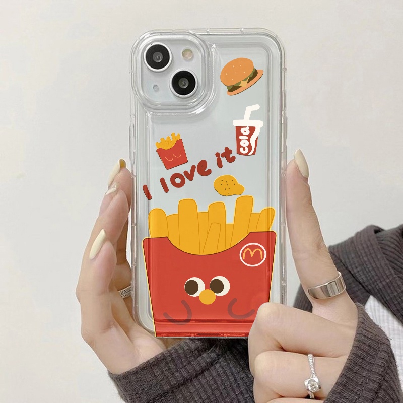 Hamburger Fries Case Untuk Samsung A14 A13 A11 A12 A10 A10S A31 EU A51 A52 A52S A50 A50S A30S A32 A33 A03 A22 A23 A71 A73 A02 A03 S22 S23 Plus Ultra FE Airbag Shockproof Cover