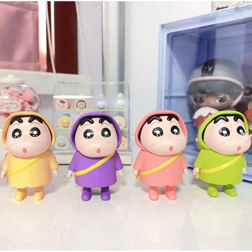 10 cm Baru Crayon Xiaoxin Jas Hujan PVC Action Doll Mainan Butik Dekorasi Desktop