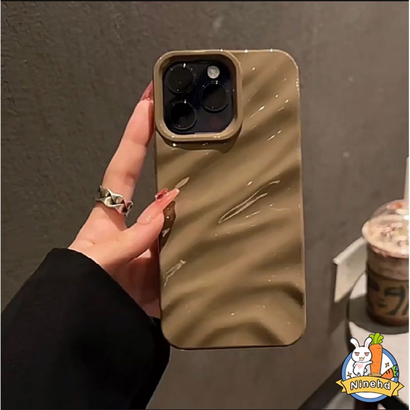 Casing iPhone 3D Lipit Premium Simple Warna Solid Kompatibel Untuk Iphone14 13 12 11 Pro Max X Xr Xs Max8 7 6 6s Plus SE 2020 Tpu Anti Pecah Shockproof Soft Case Cover Pelindung