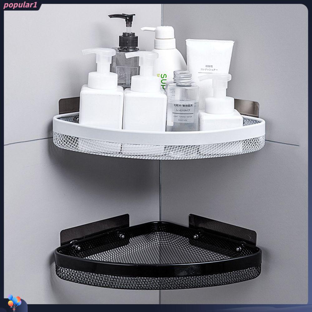 Populer Rak Penyimpanan Logam Besi Dilepas Dapur/ Aksesori Kamar Mandi Self-Adhesive Toilet Organizer