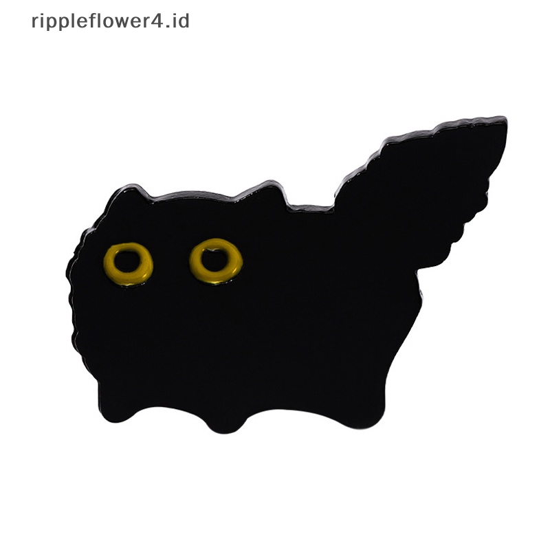 {rippleflower4.id} Gaya Punk Kecil Kartun Hitam Bentuk Kucing Logam Enamel Bros Fashion Kreatif Hewan Lencana Pin Perhiasan Hadiah Aksesoris~