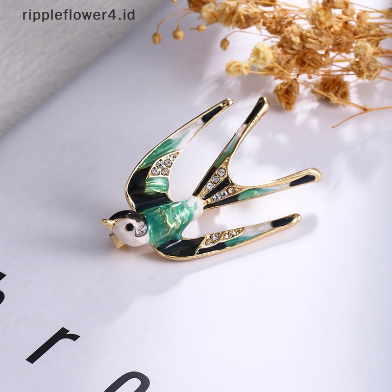 {rippleflower4.id} Pin Enamel Wanita Bros Topi Baju Lencana Enamel Burung Walet Kerah Bros Pin Kerah Baju Teman Perhiasan~