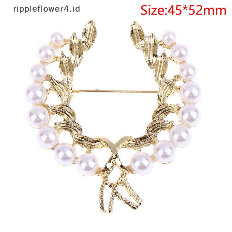 {rippleflower4.id} Trendi Gesper Vintage Mutiara Gandum Bros Perempuan Pinggang Ditarik Pin Mencegah Lemari Rusak Gesper Pin Perhiasan Hadiah~