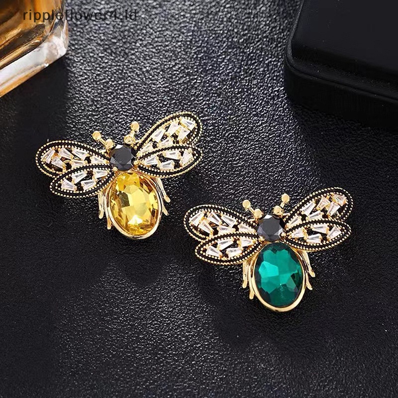 {rippleflower4.id} Bros Lebah Kecil Yang Lucu Pin Kerah Yang Canggih Vintage Jas Korsase Topi Aksesoris Pakaian Pin Syal Sutra Gesper Serangga Perhiasan~