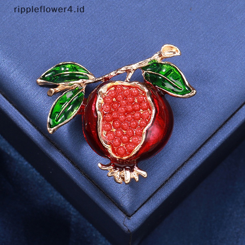 {rippleflower4.id} Trendy Klasik Wanita Bros Romantis Delima Bros Kerah Pin Aksesoris Hadiah Mantel Pakaian Pin Perhiasan Hadiah~