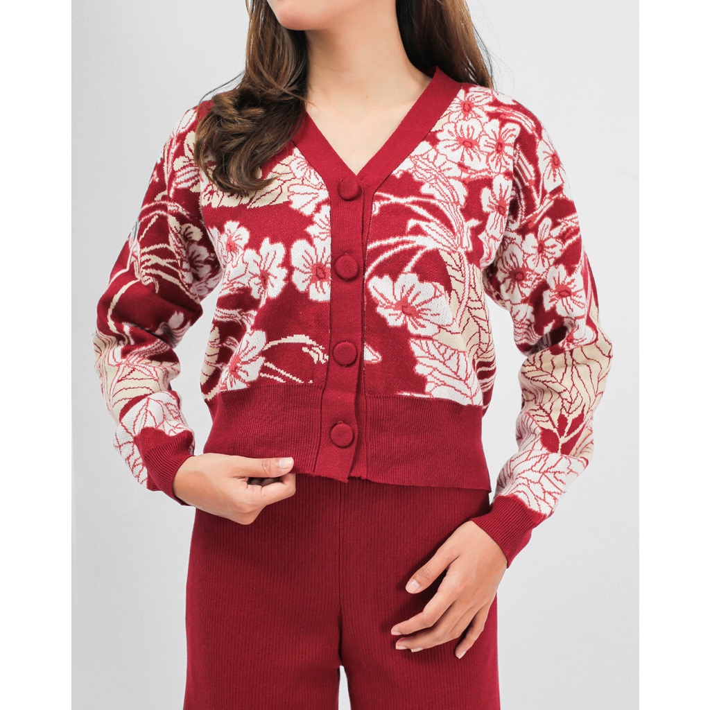 Blooming Cardigan Red