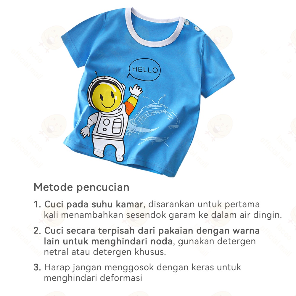 Lacoo Kaos anak laki laki perempuan Baju atasan anak lengan pendek karakter