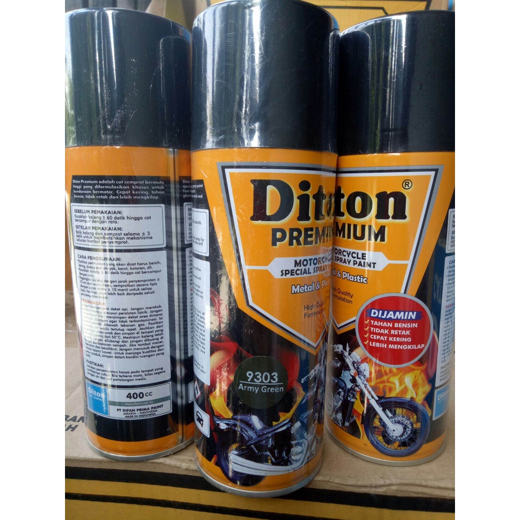 Pilok Diton premium Army Green 9303 400cc pilox hijau tentara diton cat semprot diton cat semprot diton premium