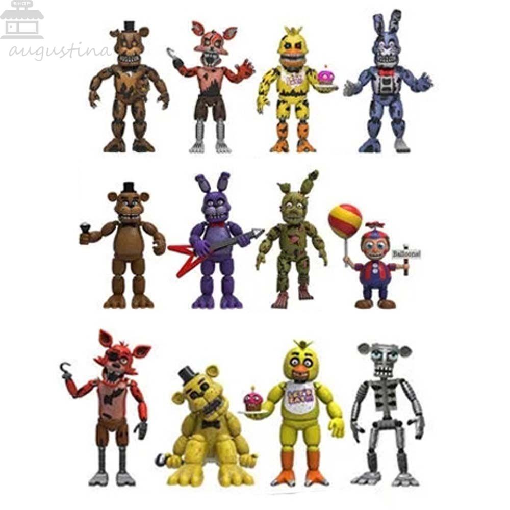 Agustina Lima Malam Di Freddy's Bonnie FNAF Nightmare Hiasan Mobil Figure Mainan Anime Peripheral Freddy Bear Model Kolekte