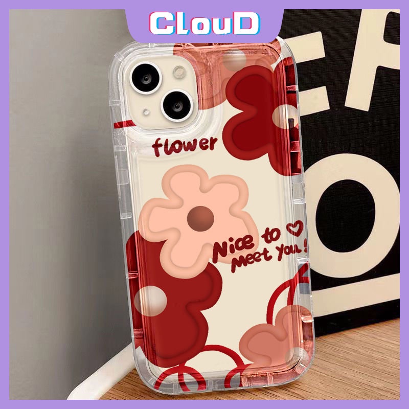 IPHONE Bunga Segar Transparan Shockproof Airbag Soft Case Kompatibel Untuk Iphone7 8 6S 6 Plus XR X XS Max SE 2020 11 13 12 14 Pro Max Ins Korea Spring Oil Painting Flowers Clear Case