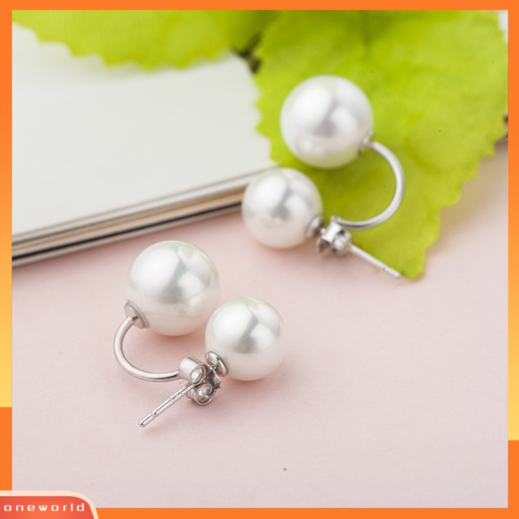 [WOD] 1pasang Ear Studs Dual Purpose Elegan Temperamen All-match Tepi Halus Hias Bentuk C Fashion Mutiara Imitasi Stud Earrings Wanita Perhiasan Untuk Pacaran