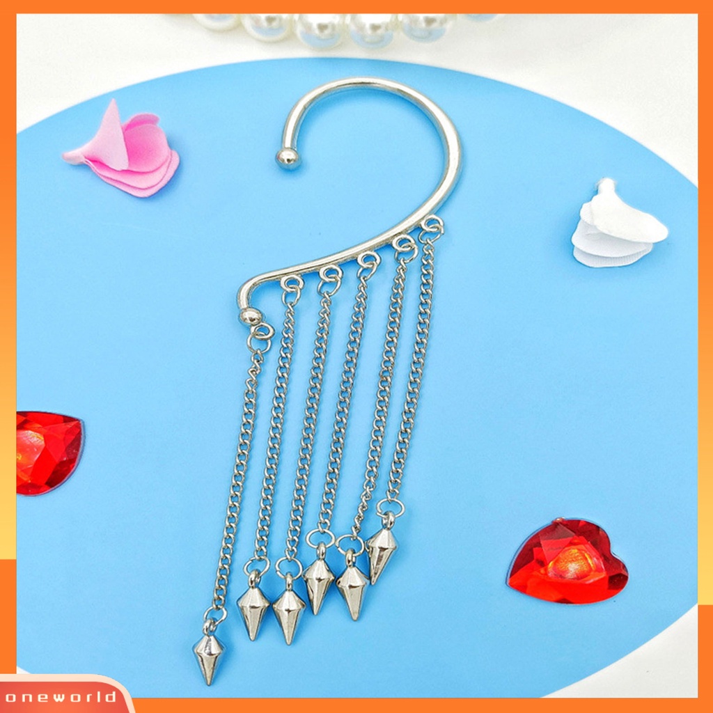 [WOD] 1pc Manset Telinga Rumbai Panjang Wanita Semua Cocok Liontin Tanpa Tindik Klip Anting Untuk Pacaran
