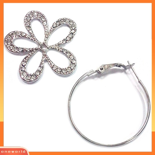 [WOD] Wanita Fashion Lucu Berongga Bunga Hoop Anting Menjuntai Berlian Imitasi Eardrop Perhiasan