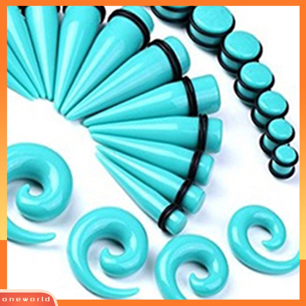 [WOD] 30pcs Spiral Tapers Plug Big Gauges Kit 10-20mm Turquoise Stretching Set