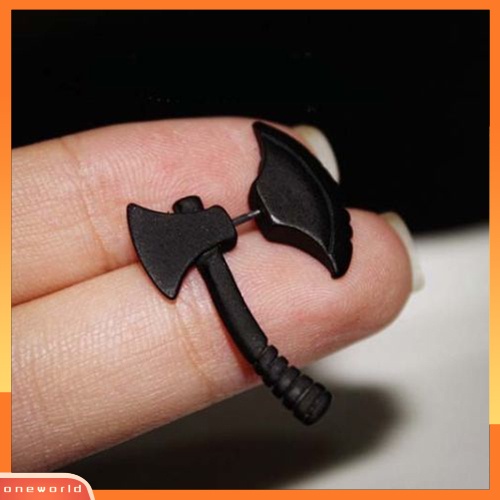 [WOD] Hatchet Stereoskopik Punk Pria Wanita Impalement Ear Stud Earring Jewelry