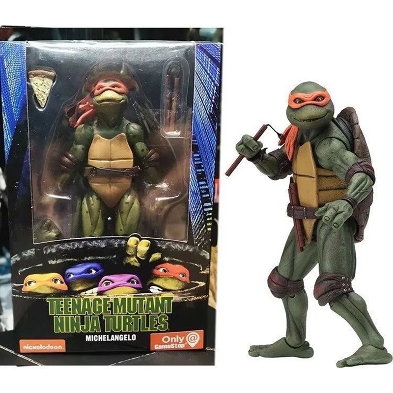 Patung Anime1990Film Neca TMNT Remaja Mutan Ninja Kura-Kura Skala 7inci Action Figure Koleksi Model Mainan Untuk Anak Teman-Teman Anak Laki-Laki