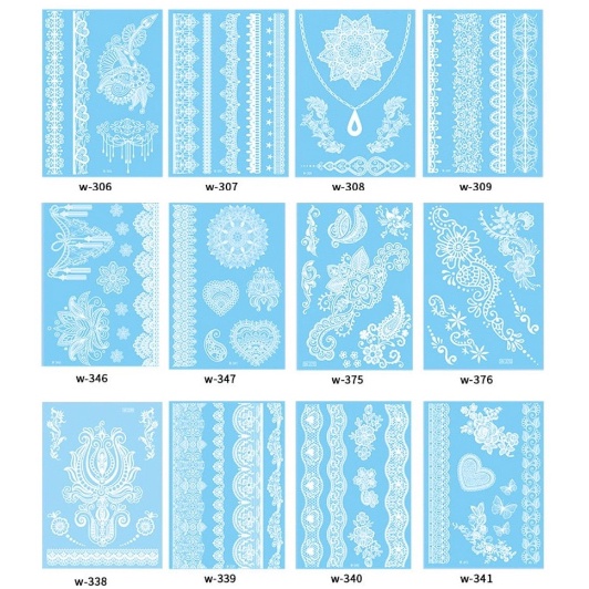 1PCS Hena instan Hannah Lace Tattoo Sticker European And American Wedding Bride Waterproof Tattoo Sticker Cross-Border Tattoo