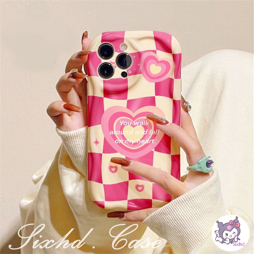 IPHONE Kompatibel Untuk Iphone14 13 12 11 Pro Max SE2020 X Xr Xs Max8 7 6 6s Plus Fashion Bintang Pink 3D Tepi Melengkung Gelombang Glossy Shockproof Phone Case Soft Cover