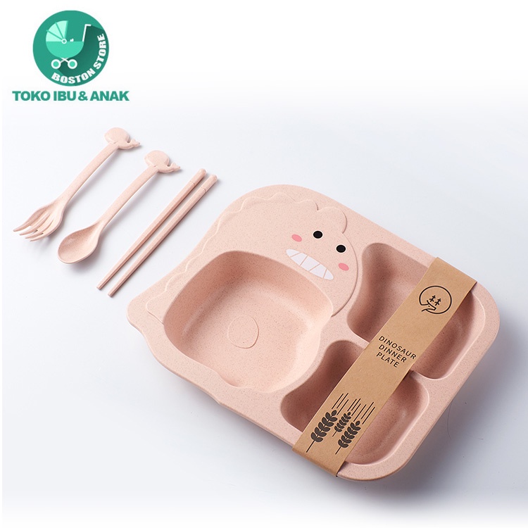 Bostonstore Tempat makan anti tumpah/tempat makan /Tempat makan Bayi/Alat makan anak 1set dinosaurus 6in1 bahan PP tahan Anti-drop / Tempat makan set / Tempat makan Bayi / Premium Mpasi Set 1 / tempat makan Set / tempat makan silicon Bayi