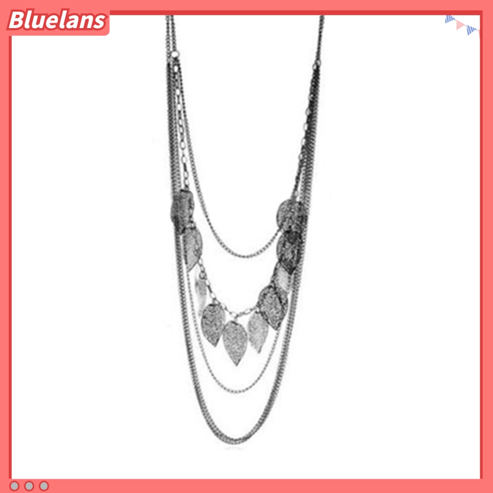 [BLS] Wanita Multi-layer Kalung Bohemia Liontin Daun Sweater Panjang Rantai Perhiasan