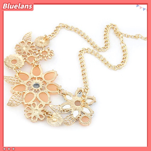 [BLS] Fashion Wanita Resin Bunga Rantai Liontin Choker Bib Statement Collar Necklace