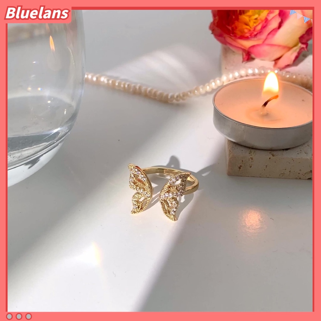 [BLS] Cincin Jari Bentuk Indah Bahan Alloy Tahan Karat Hias Butterfly Wanita Open Ring Untuk Anak Perempuan