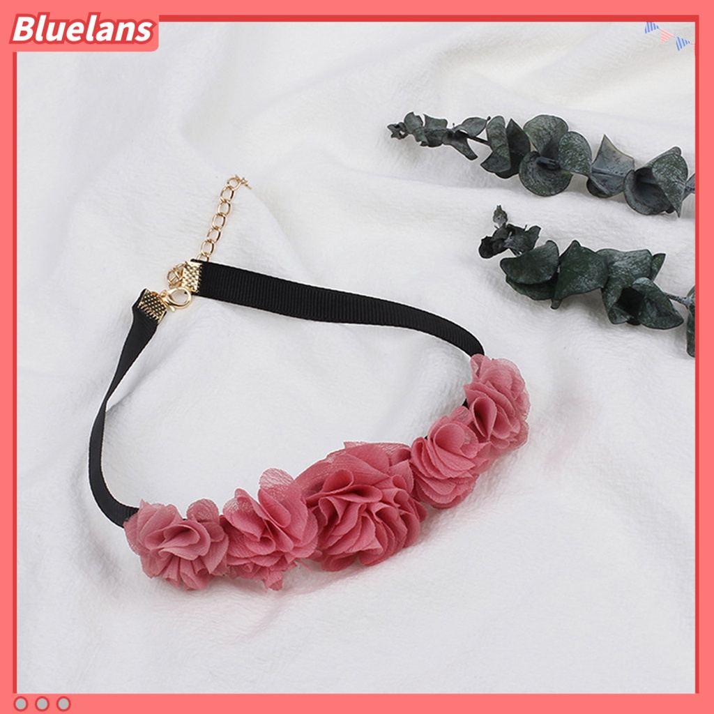 [BLS] Choker Kalung Stretch Gothic Temperamen Adjustable All-match Dekorasi Hadiah Wanita Renda Bunga Mawar Klavikula Rantai Leher Perhiasan Untuk Pacaran