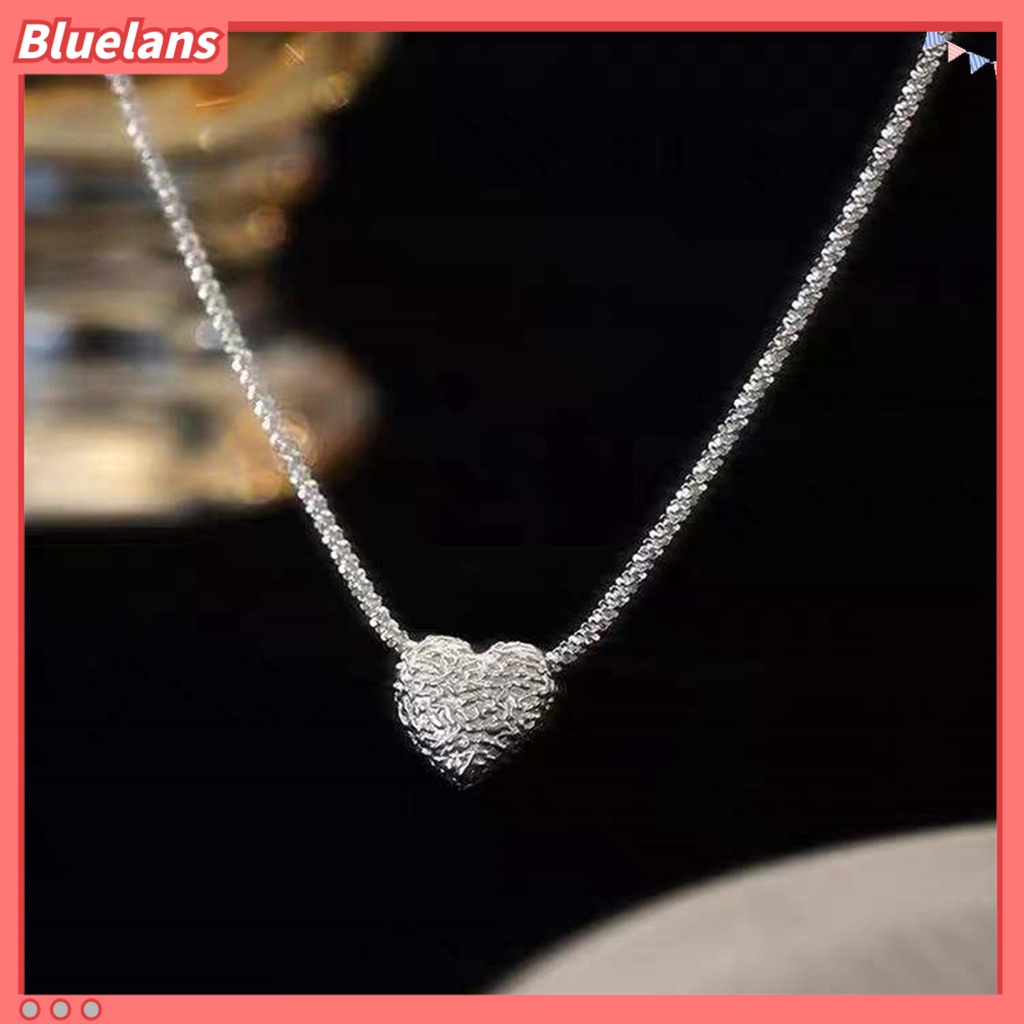 [BLS] Wanita Kalung Warna Perak Berkilau Dipanjangkan Adjustable Elegan Hypoallergenic Cinta Kecil Hati Klavikula Kalung Fashion Perhiasan