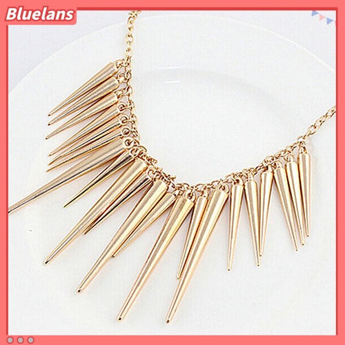 [BLS] Wanita Multilayer Spike Rivet Jumbai Rantai Bib Statement Kalung Punk