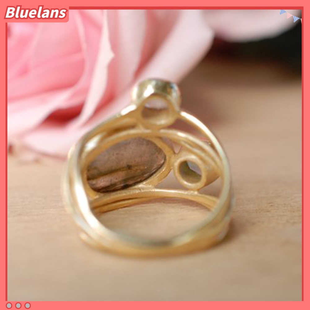[BLS] Vintage Irregular Multilayer Buatan Moonstone Wanita Jari Cincin Perhiasan Hadiah