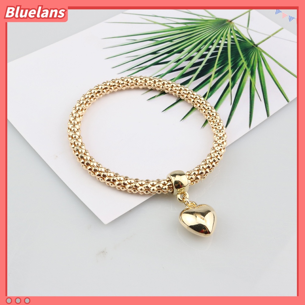 [BLS] 3pcs /Set Berlian Imitasi Jantung Tangan Fatima Pesona Rantai Jagung Lady Gelang Bangle