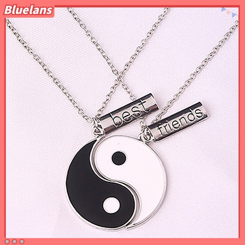 [BLS] 2pcs/set Sahabat Tai Chi Yin Yang Diukir Bar Liontin Split Kalung Hadiah