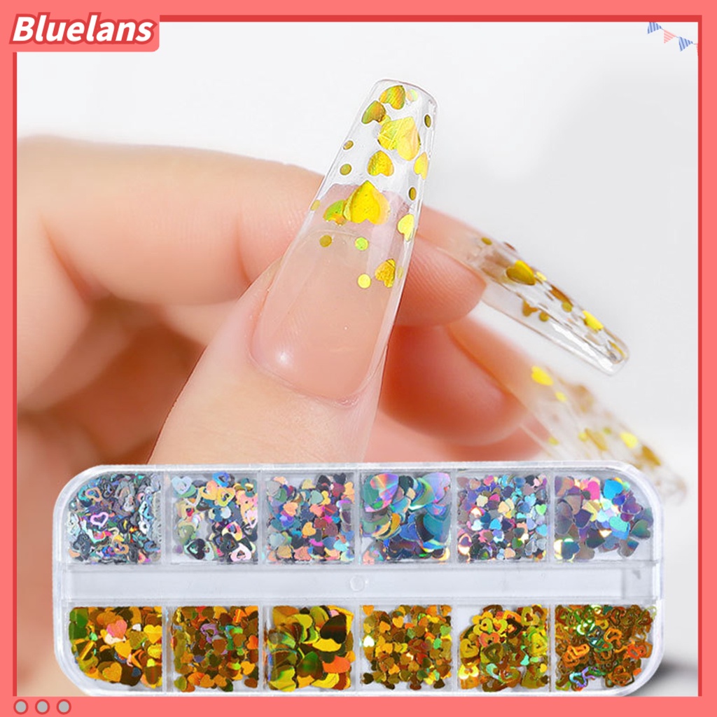 [BLM] Desain Huruf Bentuk Hati Ultra-Tipis Beauty Woman Nail Care Polish Sequin Untuk Pesta