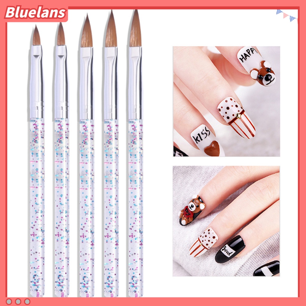 [BLM] 5pcs /Set Kuas Nail Art Tip Lembut Multifungsi Ultra Tipis Bunga Garis Garis Liner DIY Menggambar Brush Untuk Manicure