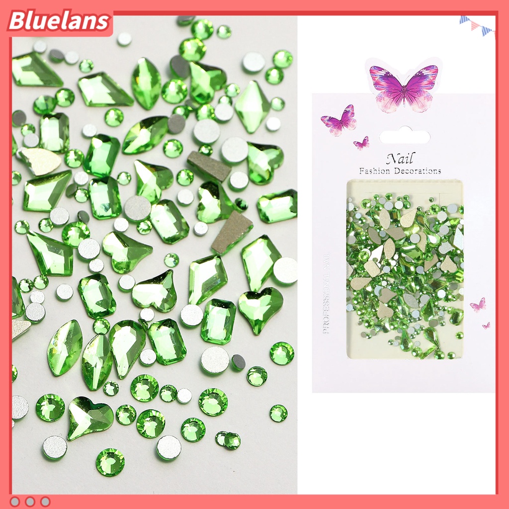 [BLM] 1bag Dekorasi Kuku High Gloss Bentuk Campur Ringan Flat Bottom Special-shaped Nail Rhinestone Untuk Wanita