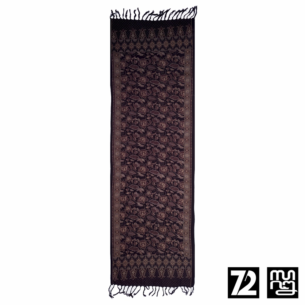 SYAL BATIK SCARFT Premium Motif Kembang Warna Hitam 723787 Cap 72