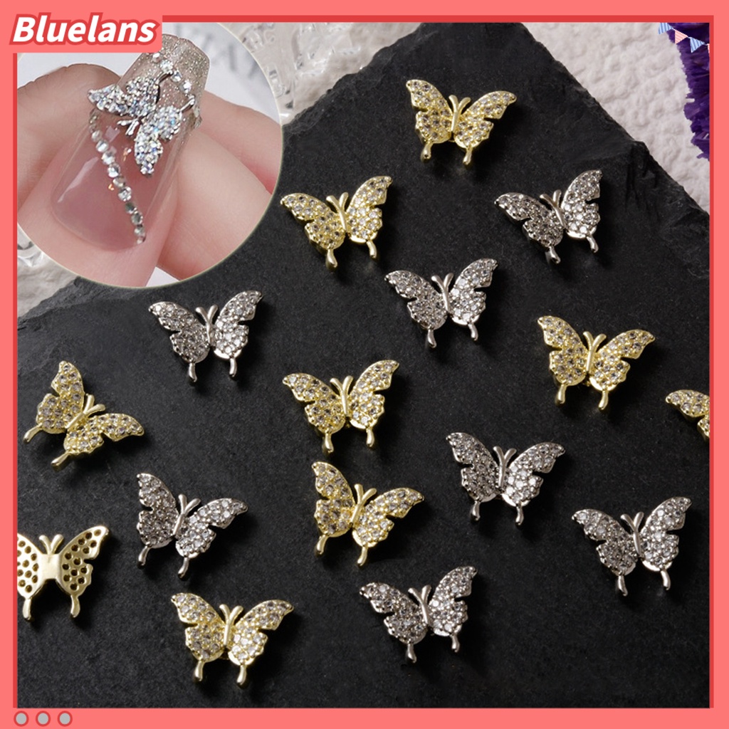[BLM] Hiasan Kuku Kupu-Kupu Hias Tahan Jatuh DIY Nail Art Zircon Mewah Halus Manicure Butterfly Charms Perlengkapan Kuku
