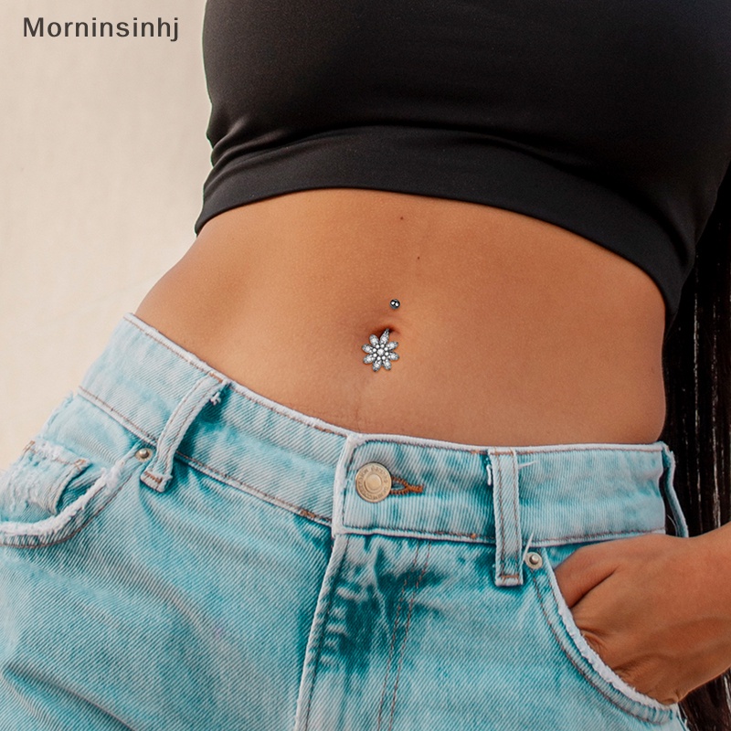 Mornin Stainless Steel Zircon Belly Button Ring Cincin Pusar Perut Sexy Wanita Perhiasan Tubuh Perut id