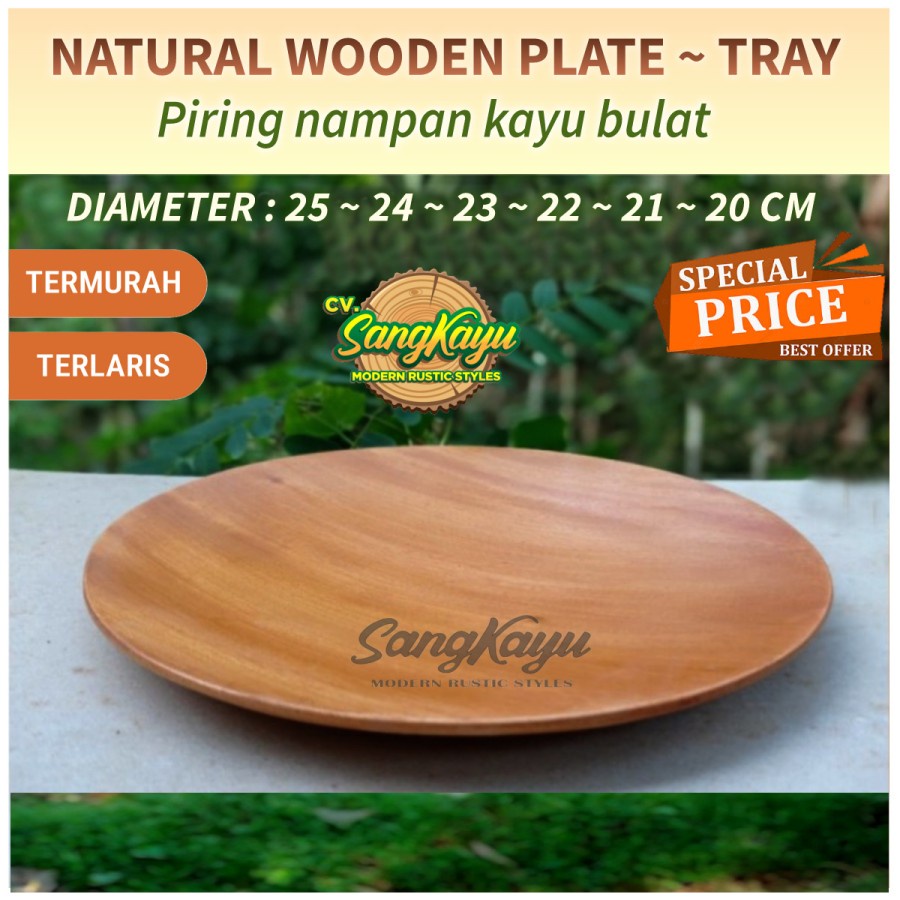 Wooden Plate D-25 Cm piring kayu piring kayusaji piring kayu besar