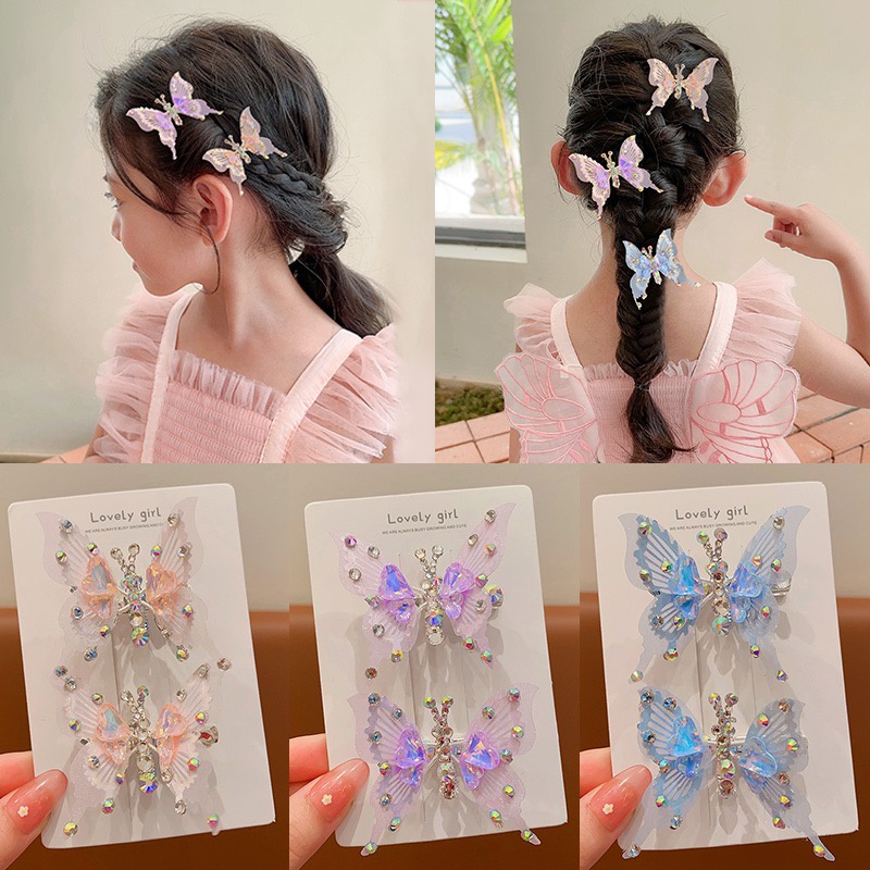 Melompat Kupu-Kupu Klip Rambut Mode Lucu Berlian Imitasi Jepit Rambut Gadis Aksesoris Rambut