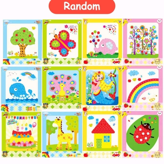 DIY PAINTING BUTTON Sticker Menempel Kancing Mainan Activity Anak