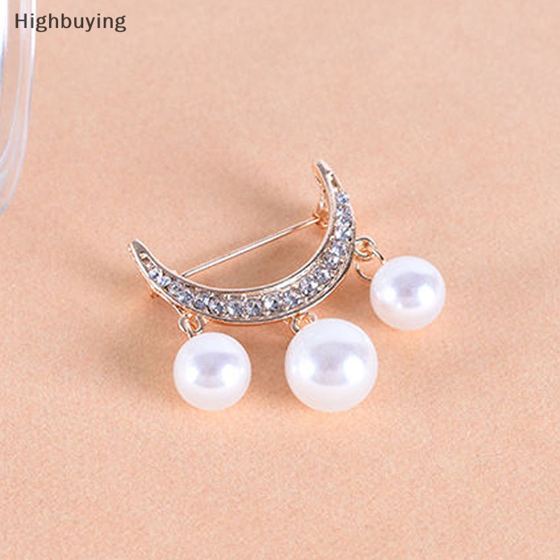 Hbid Bros Mutiara Berlian Imitasi Bulan Mutiara Untuk Wanita Elegan Brooch Pins Beads Pendant Glory