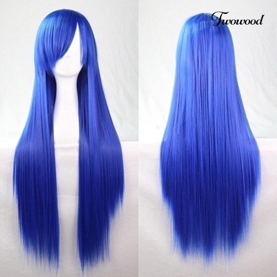 Twowood Wanita Fashion Panjang Anime Wig Cosplay Pesta Wig Penuh Lurus Rambut Ekstensi