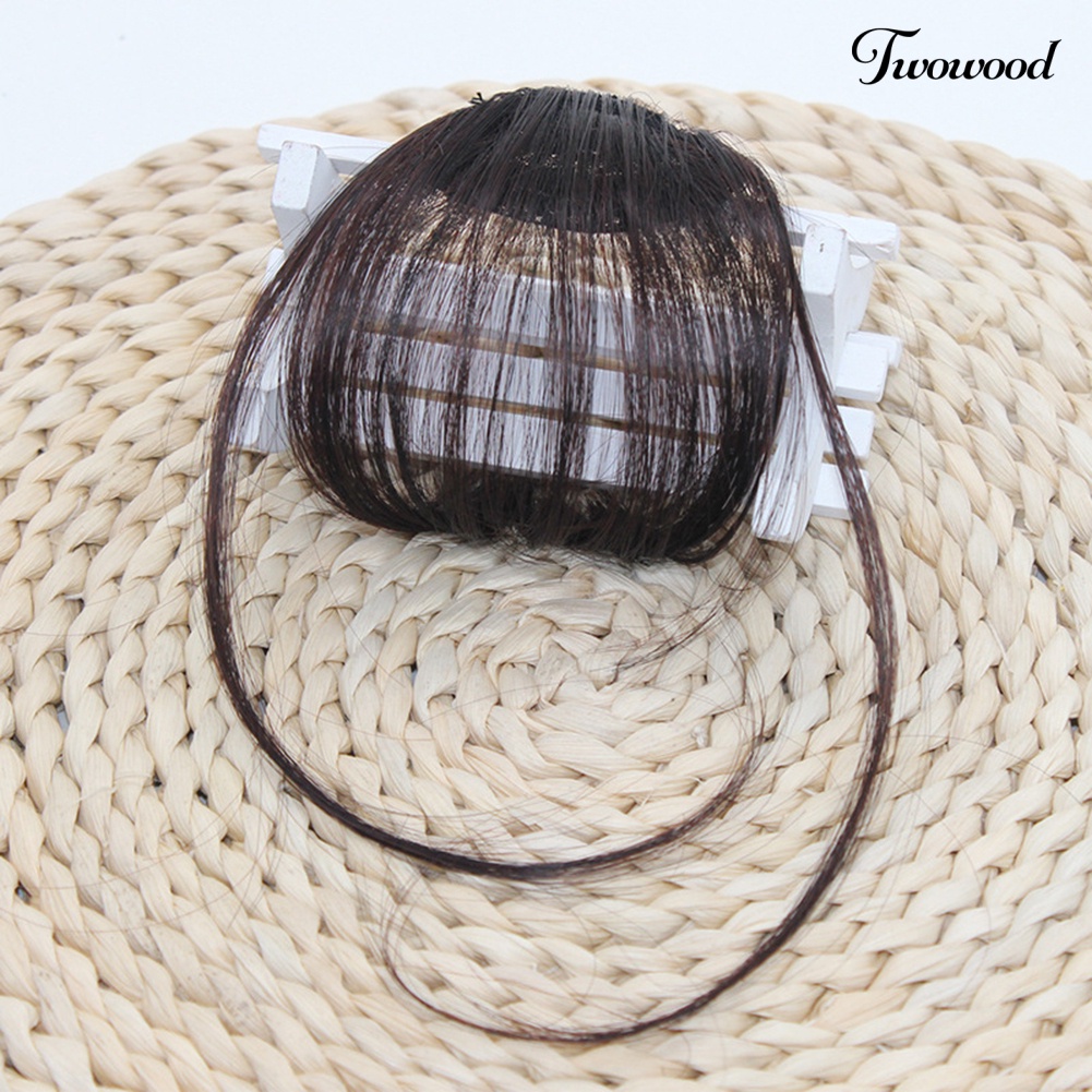 Twowood Wanita Rambut Palsu Klip Air Bangs Wig Full Tipis Rapi Pinggiran Ekstensi Sopak